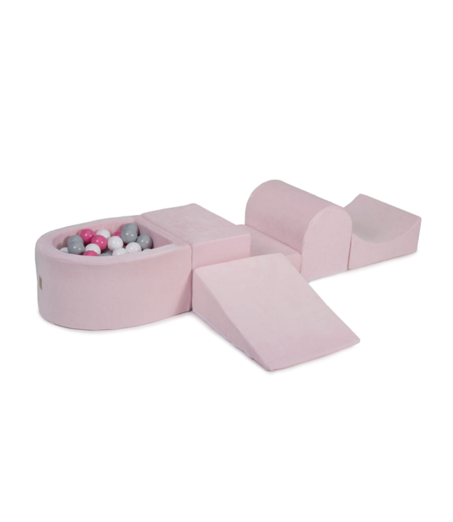 Roze foam blokken set met mini ballenbak voor kinderen
