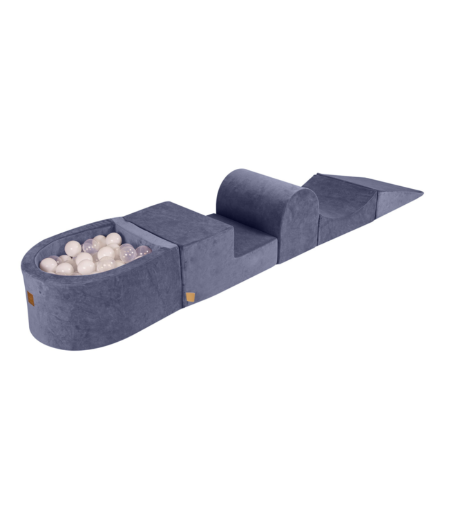Foam blokken speelset met ballenbak blauw fluweel