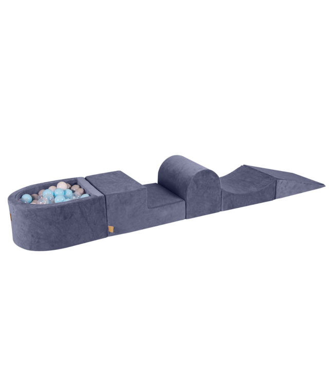 Foam blokken speelset met ballenbak blauw fluweel