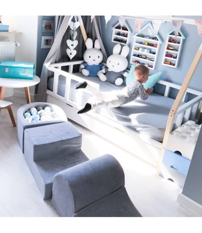 Foam blokken speelset met ballenbak blauw fluweel