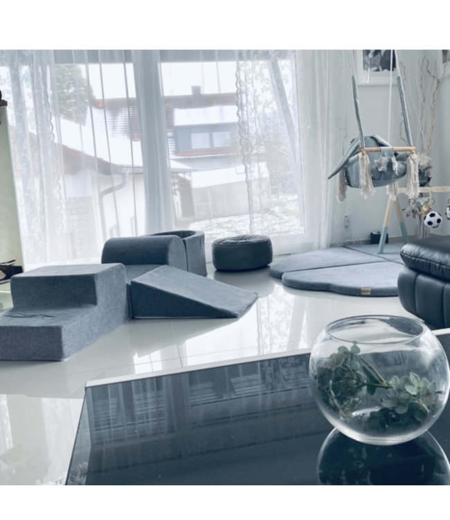 Foam blokken speelset met ballenbak blauw fluweel