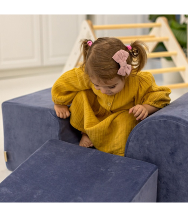 Foam blokken speelset met ballenbak blauw fluweel