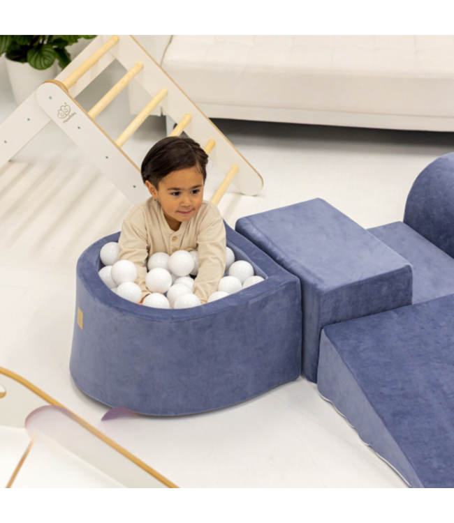 Foam blokken speelset met ballenbak blauw fluweel