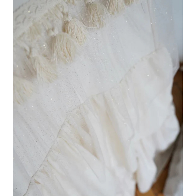 Tente tipi avec franges et broderie délicate – Écru | Élément phare élégant pour la chambre d’enfant