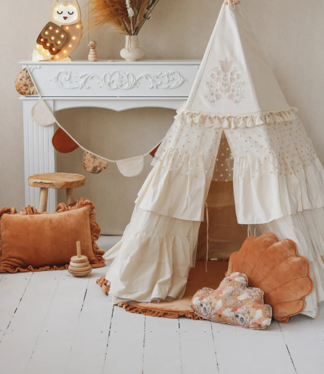 Speelkleed van zacht velvet met roezels – Caramel | Luxe en stijlvol speelplezier