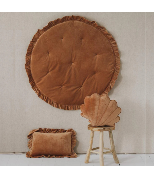 Zacht vloerkleed kinderkamer in abrikoos met franjes – velvet speelmat uit de Soft Touch collectie