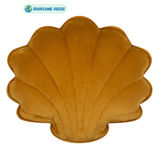 Moi Mili Schelp kussen velours | Mosterd