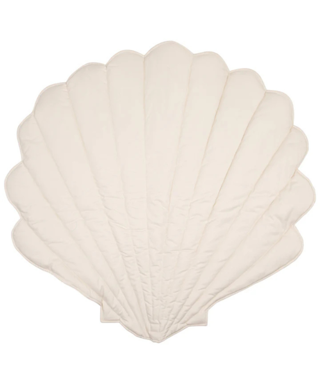 Poederroze linnen speelmat in schelpvorm – stijlvol, zacht en multifunctioneel voor baby’s en peuters