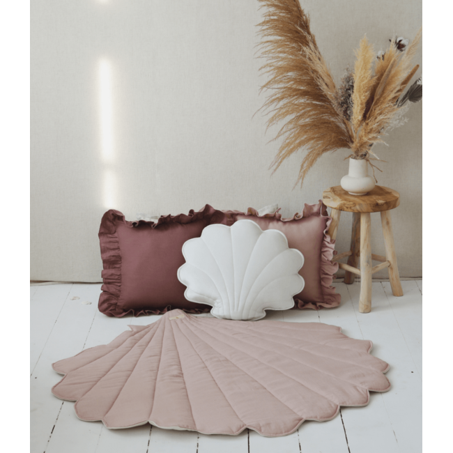 Shell-shaped play mat made of linen – Pink | Soft, stylish, and playful