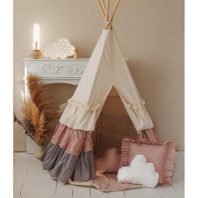 Tapis de jeu en forme de coquillage en lin – Rose | Doux, élégant et ludique