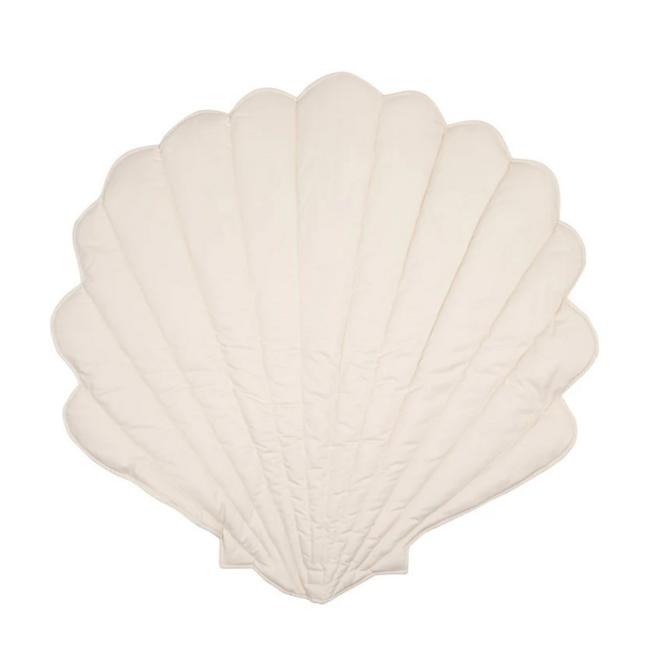 Ecru linnen speelmat in schelpvorm – stijlvolle en zachte ondergrond voor baby’s en peuters