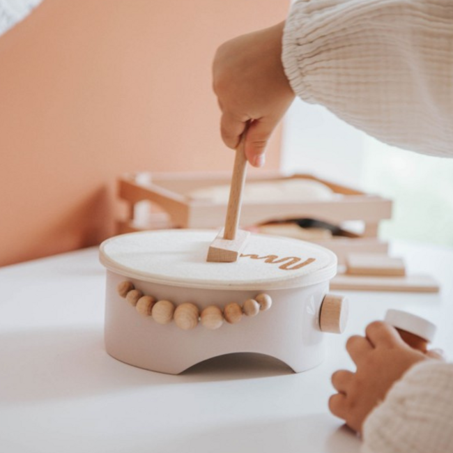 Houten crêpe maker| Duurzaam speelplezier voor peuters| Beige