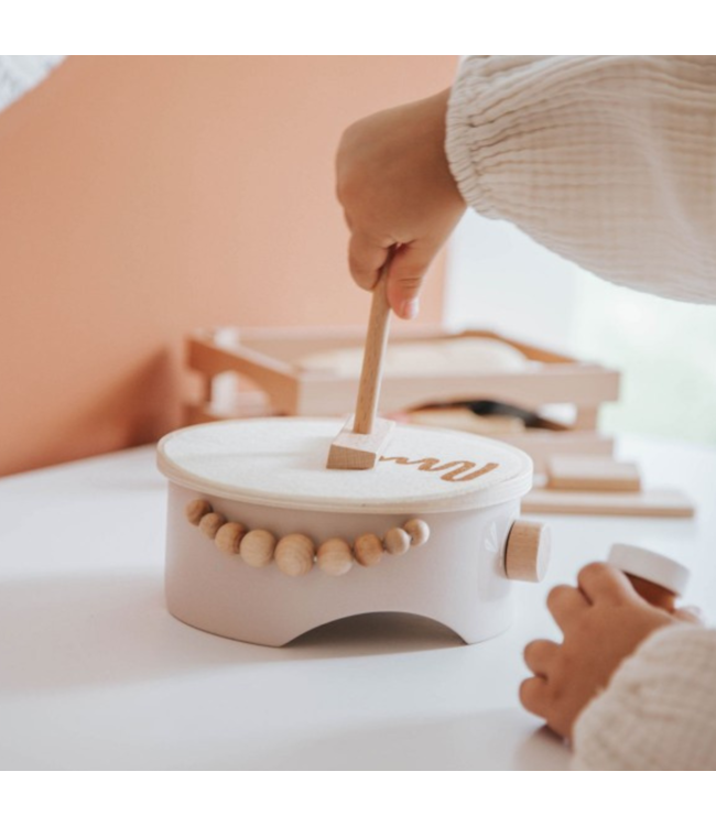 Houten crêpe maker| Duurzaam speelplezier voor peuters| Beige