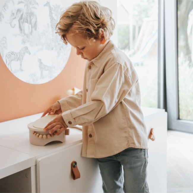 Houten crêpe maker| Duurzaam speelplezier voor peuters| Beige