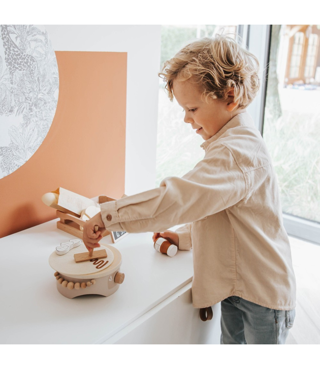 Houten crêpe maker| Duurzaam speelplezier voor peuters| Beige