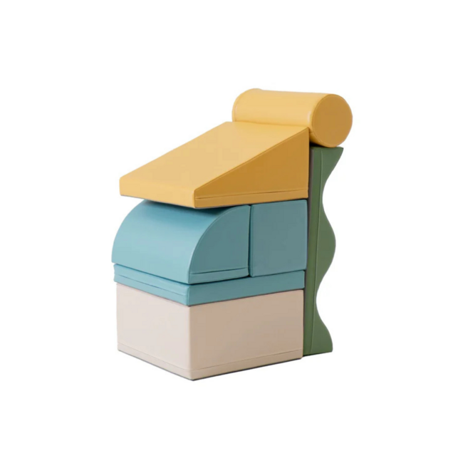 Encourage imagination and motor skills with this versatile foam block set in fresh turquoise.