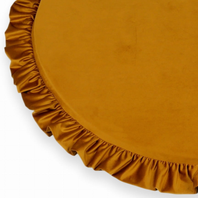 Goudkleurige velvet foam speelmat met ruches Ø 100 cm