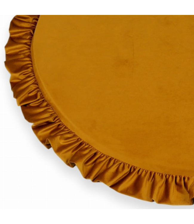 Goudkleurige velvet foam speelmat met ruches Ø 100 cm