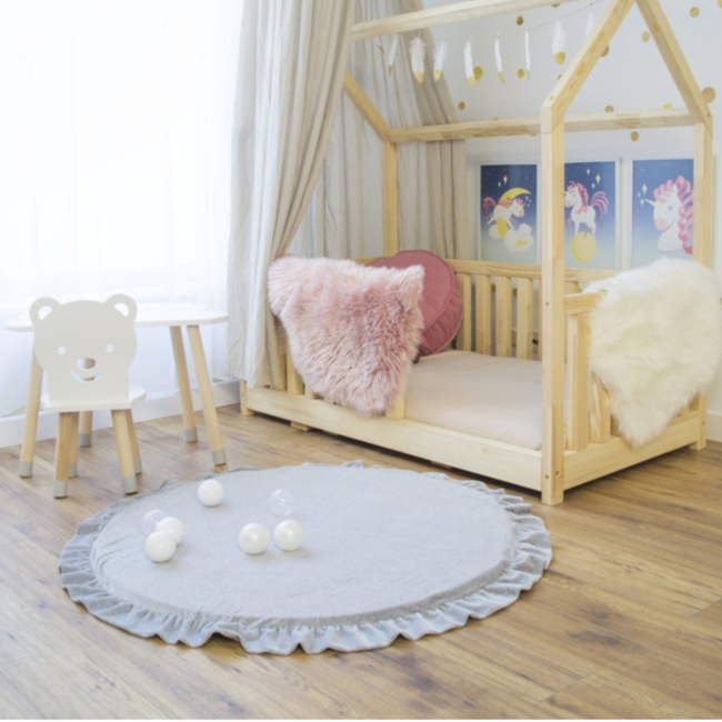 Zachte velvet foam speelmat met ruches voor kinderen