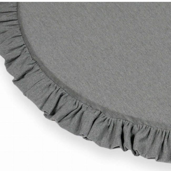 Donkergrijze ronde foam speelmat met katoen hoes