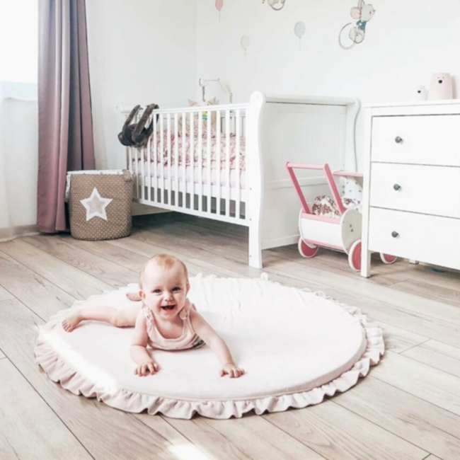 Roze ronde foam speelmat van katoen