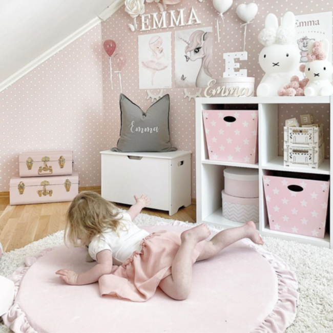 Roze ronde foam speelmat van katoen