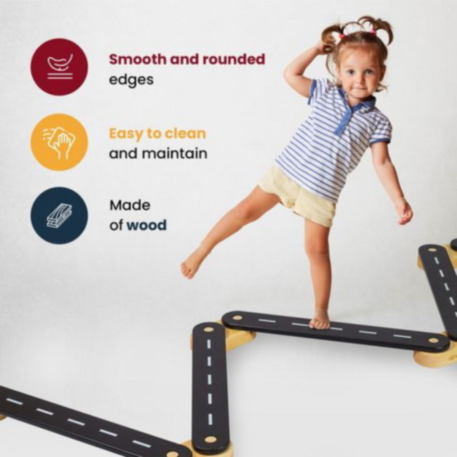 6-piece balance beam in grey – encourages creativity, balance and motor skills in children