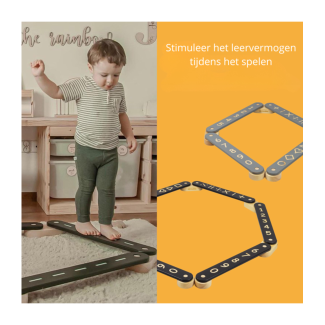 Evenwichtsbalk | Montessori speelgoed | Grijs