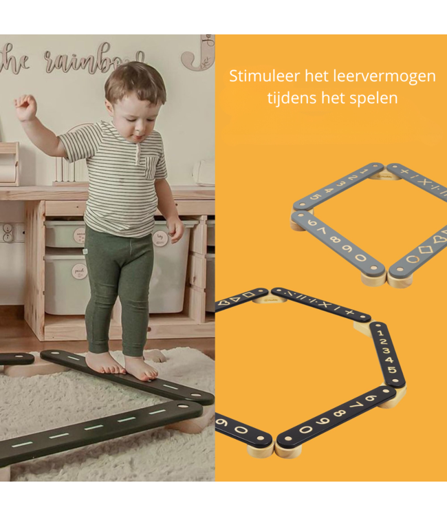 Evenwichtsbalk | Montessori speelgoed | Grijs