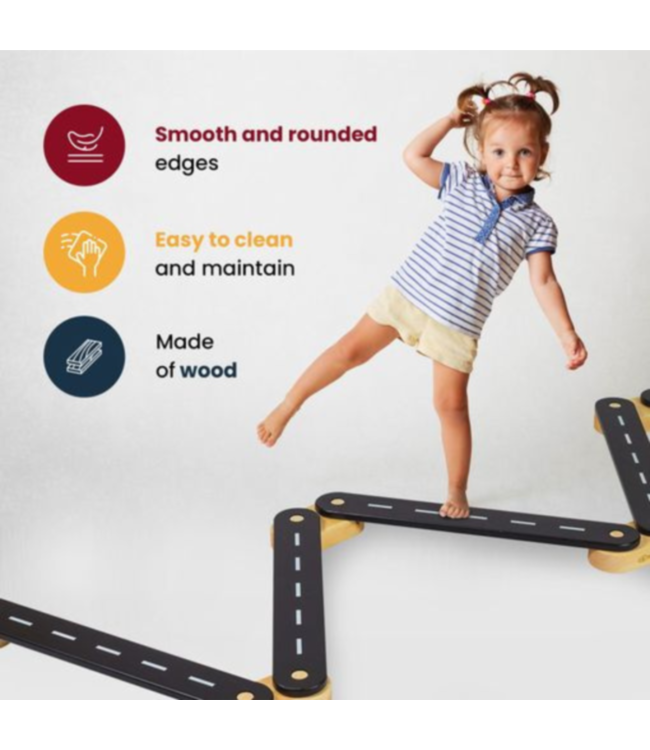 Evenwichtsbalk | Montessori speelgoed | Grijs