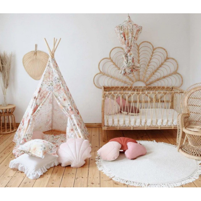 Tipi tent met vrolijke bloemenprint – Flower Power | Gezellige speelhoek voor kinderkamer