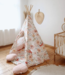 Tipi tent met vrolijke bloemenprint – Flower Power | Gezellige speelhoek voor kinderkamer