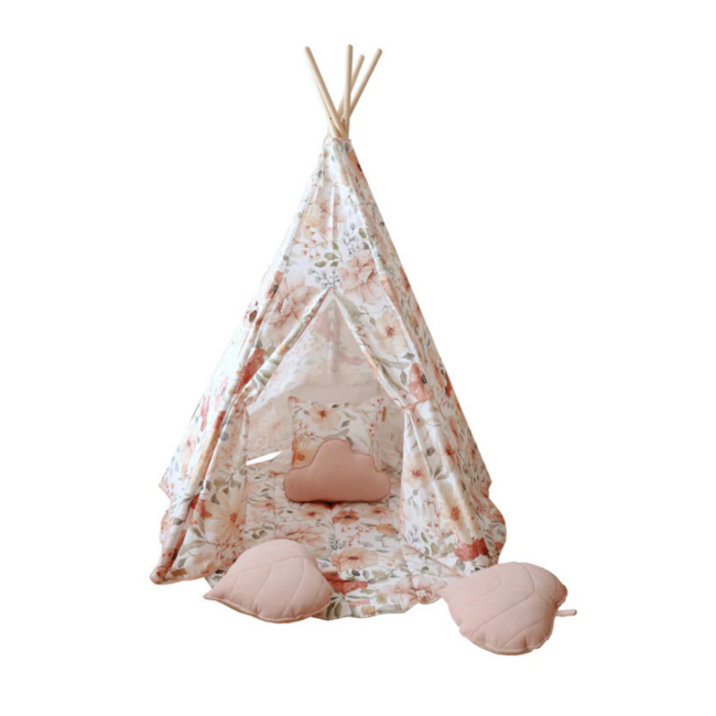 Tente tipi avec imprimé floral joyeux – Flower Power | Coin jeu et lecture tout doux