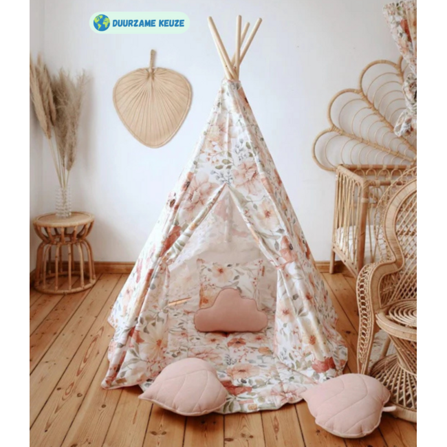 Rond speelkleed – Flower Power | Zacht, speels en stijlvol voor de kinderkamer