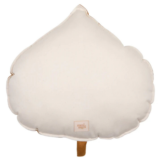 Lichtroze sierkussen in bladvorm van linnen – boho-stijl