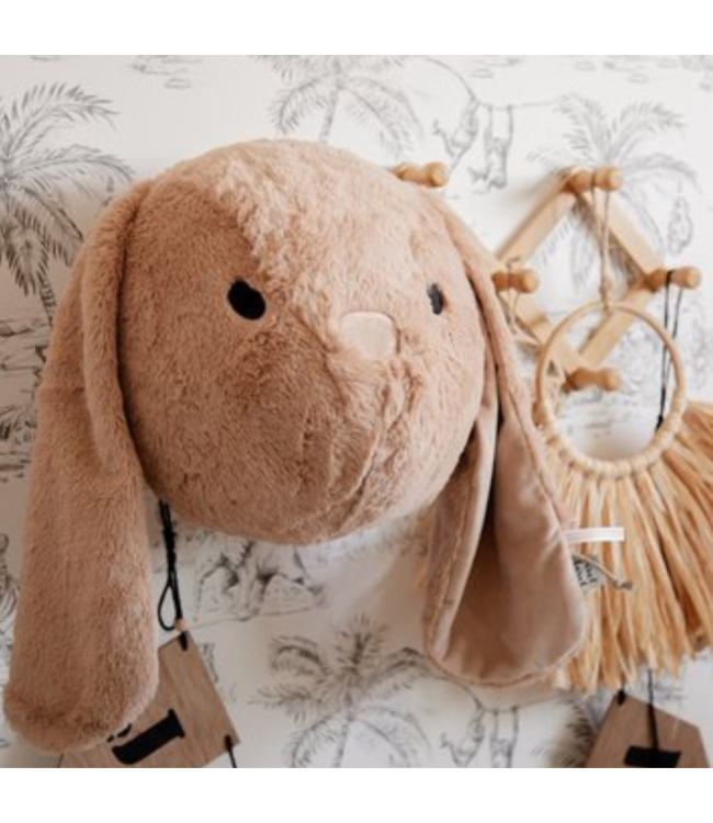 Schattige wanddecoratie konijn Rosa in bruin met 3D-effect voor kinderkamer