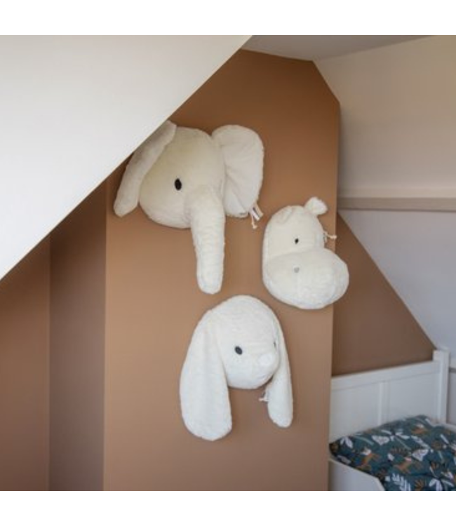 Stoere wanddecoratie nijlpaard in bruin met 3D-effect voor kinderkamer