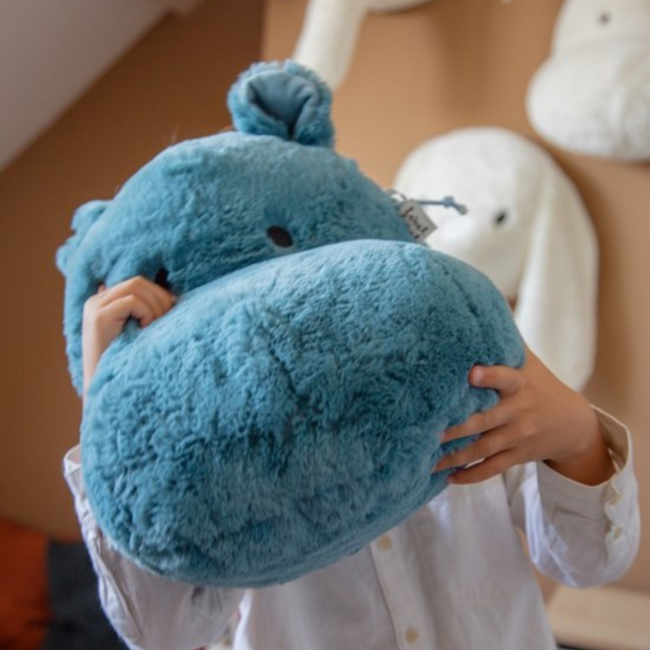 Stoere wanddecoratie nijlpaard in bruin met 3D-effect voor kinderkamer