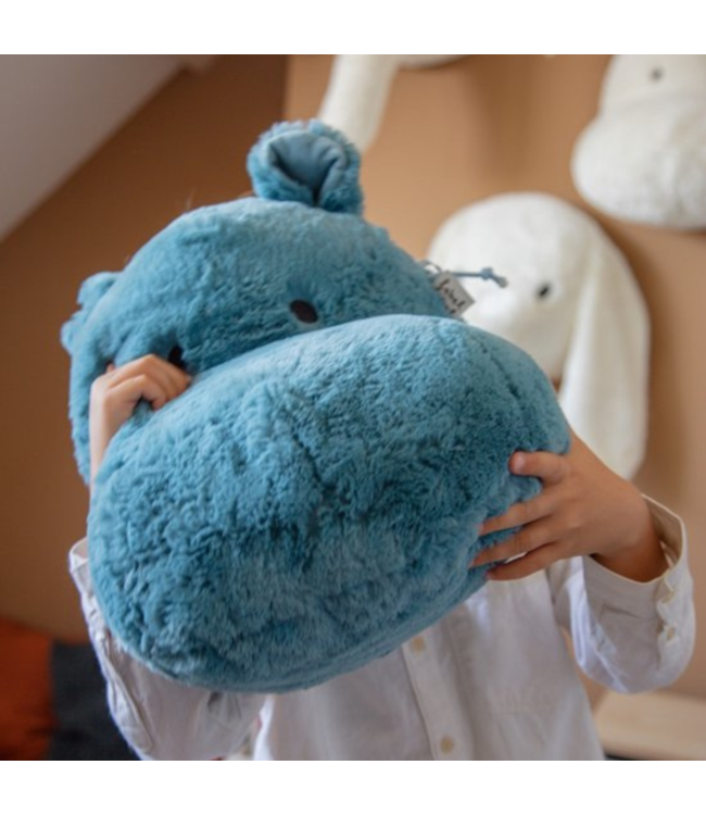 Stoere wanddecoratie nijlpaard in bruin met 3D-effect voor kinderkamer