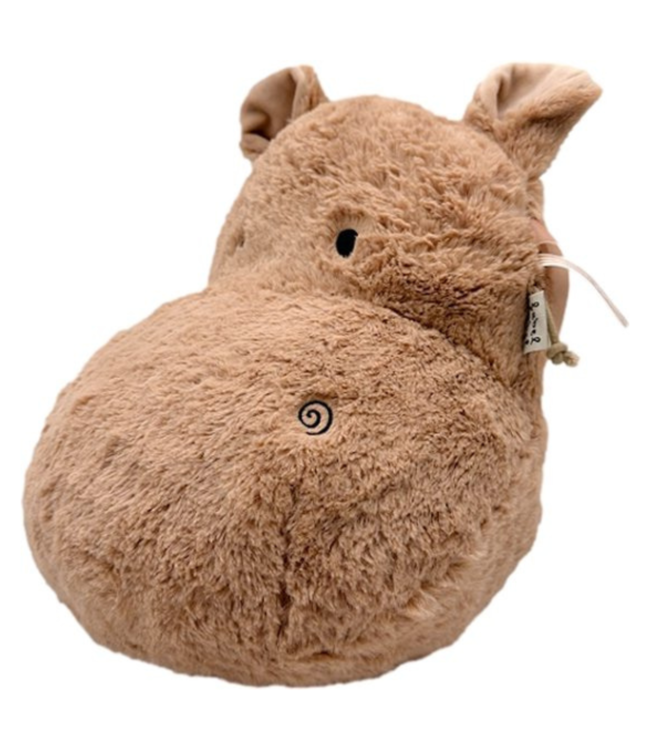 Stoere wanddecoratie nijlpaard in bruin met 3D-effect voor kinderkamer