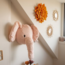 Warme wanddecoratie olifant Elly in bruin met 3D-effect voor babykamer