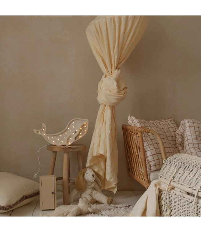 Witte walvis nachtlamp van hout met LED-licht