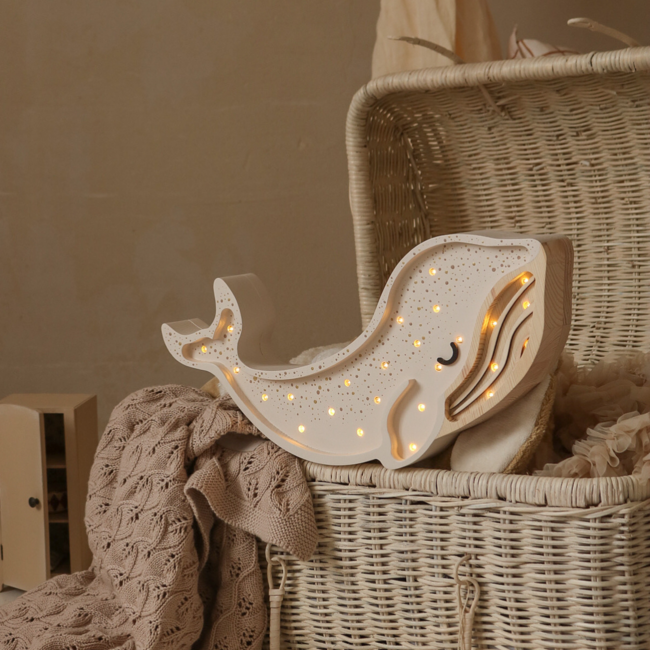 Nachtlampe Walvis Weiß aus FSC®-Holz | Warmes LED-Licht & Dimmbar