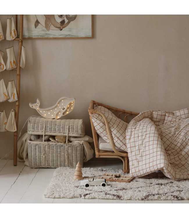 Witte walvis nachtlamp van hout met LED-licht