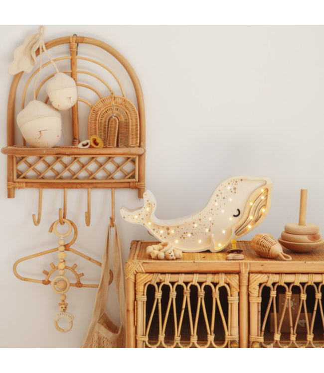 Witte walvis nachtlamp van hout met LED-licht