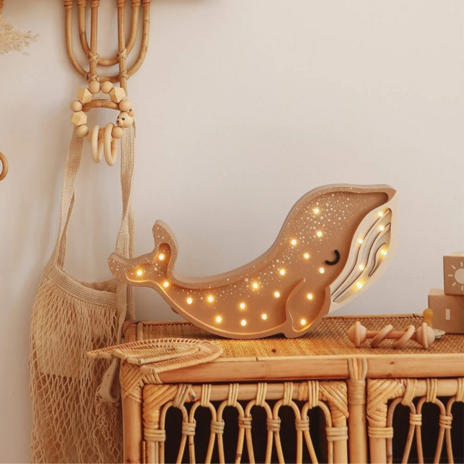 Veilleuse Baleine Beige en Bois FSC® | LED Chaude & Dimmable