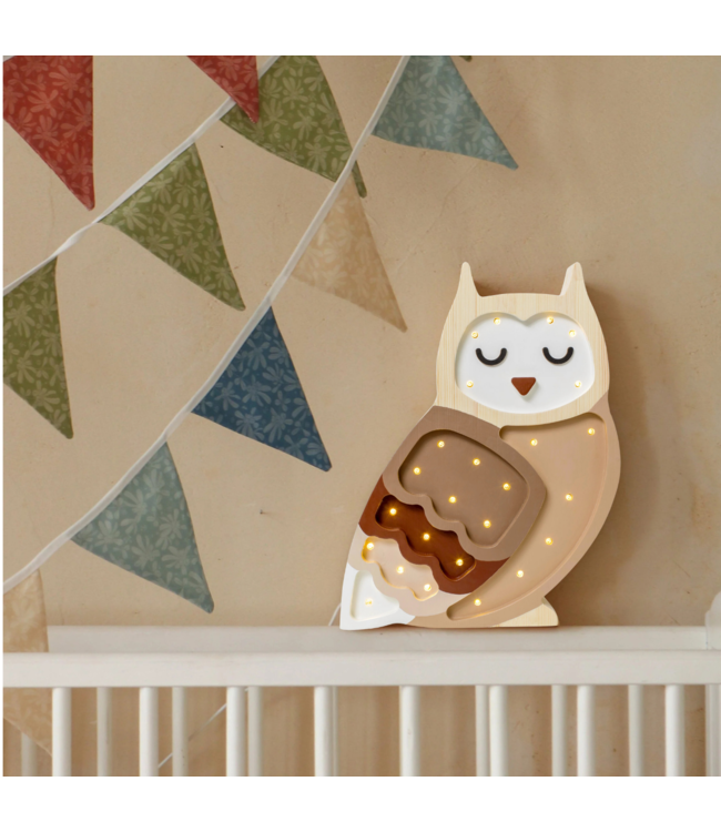 Handgemaakte houten uilenlamp – sfeervolle nachtlamp voor de kinderkamer