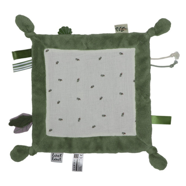 Doudou doux vert olive pour bébé, idéal pour réconfort et sécurité