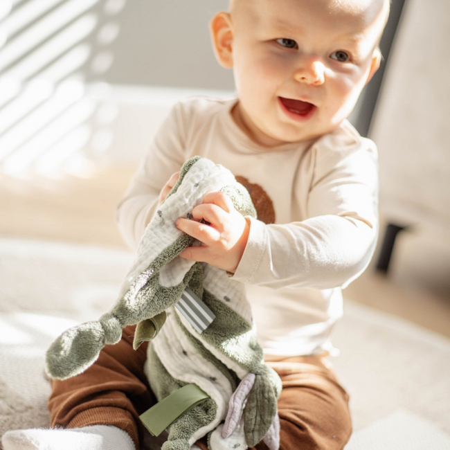 Weiches Schmusetuch in Olivgrün für Babys, ideal für Geborgenheit und Trost