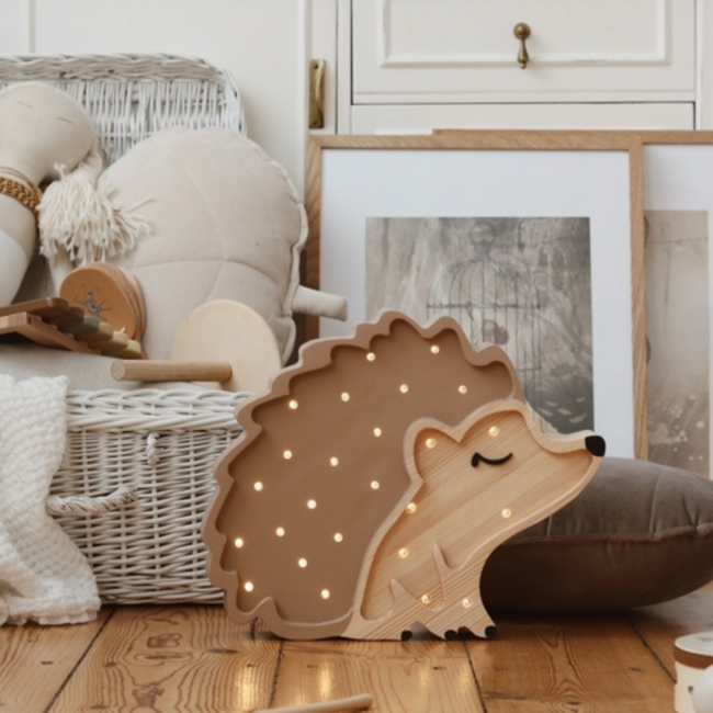 Kinderlamp  egel– handgemaakte houten nachtlamp  voor een warme kinderkamer